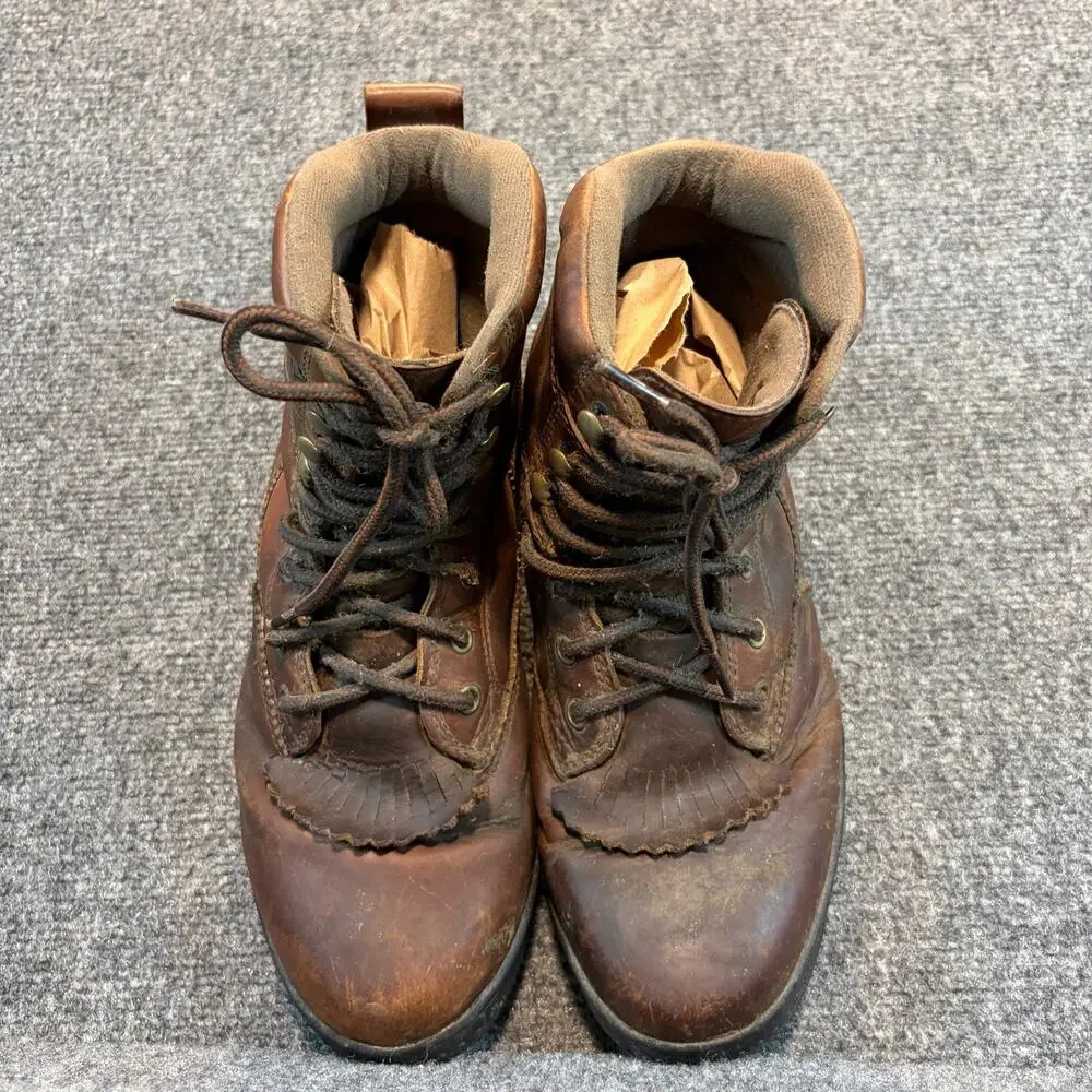 Roper Horseshoe Brown Leather Kiltie Riding Work Boots Men 10 Hiking Barn